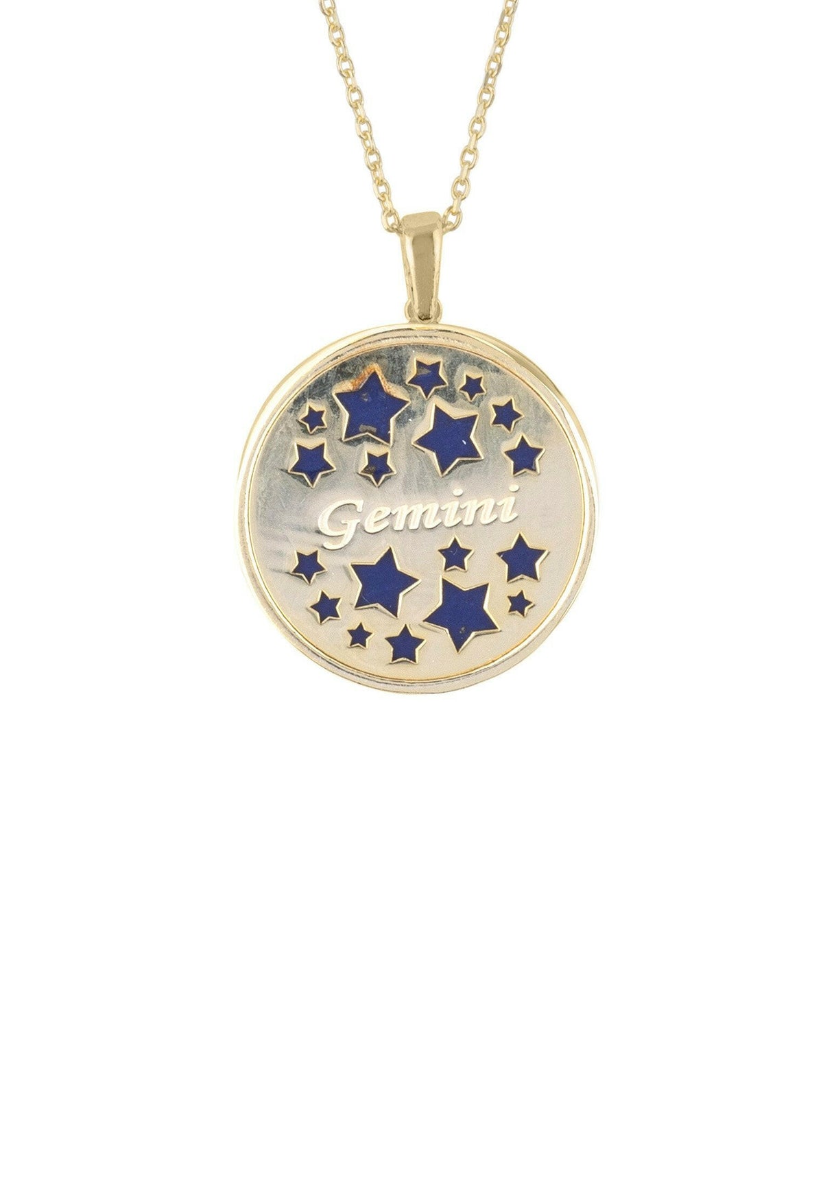 Zodiac Lapis Lazuli Gemstone Star Constellation Pendant Necklace Gold.