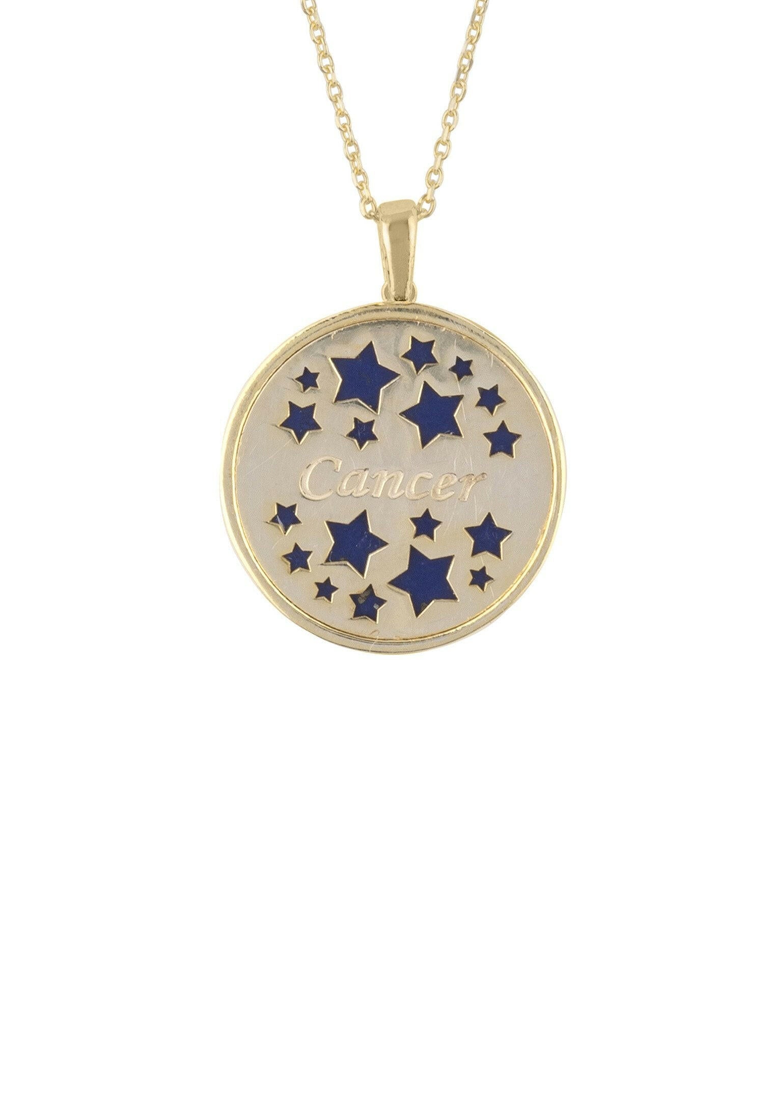 Zodiac Lapis Lazuli Gemstone Star Constellation Pendant Necklace Gold.