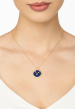 Zodiac Lapis Lazuli Gemstone Star Constellation Pendant Necklace Gold.