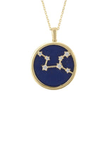 Zodiac Lapis Lazuli Gemstone Star Constellation Pendant Necklace Gold.