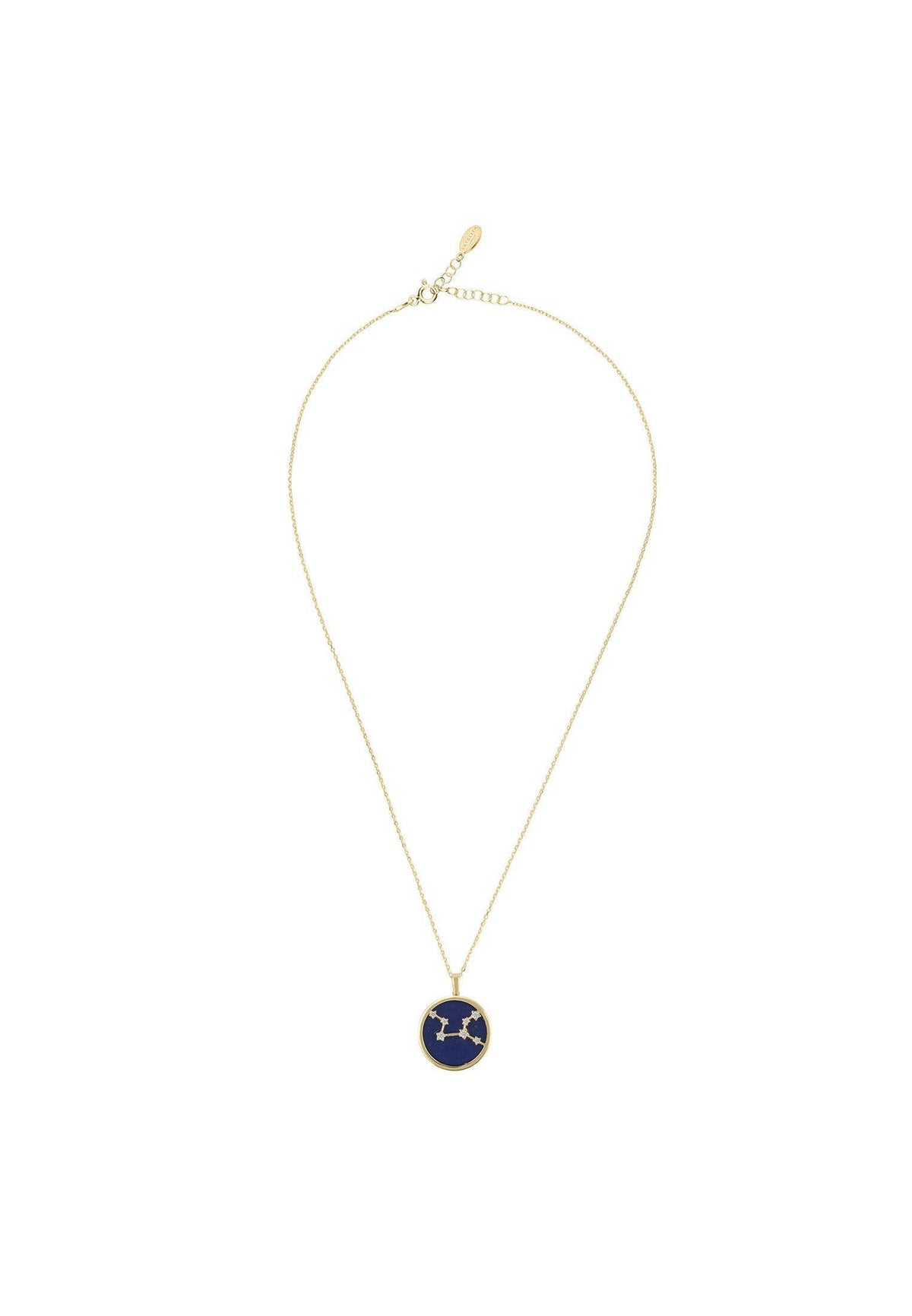 Zodiac Lapis Lazuli Gemstone Star Constellation Pendant Necklace Gold.