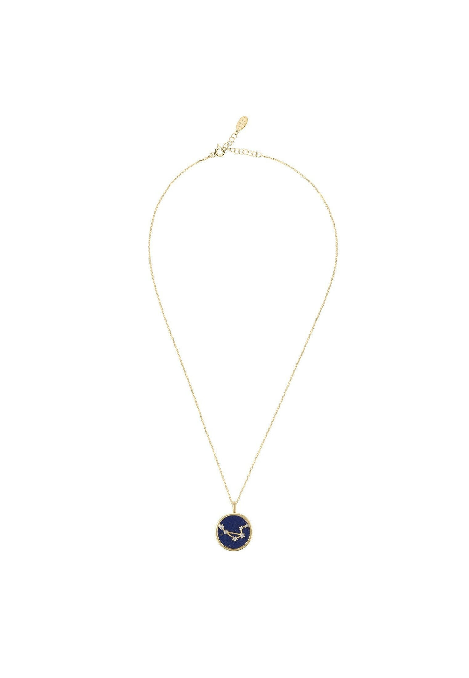 Zodiac Lapis Lazuli Gemstone Star Constellation Pendant Necklace Gold.