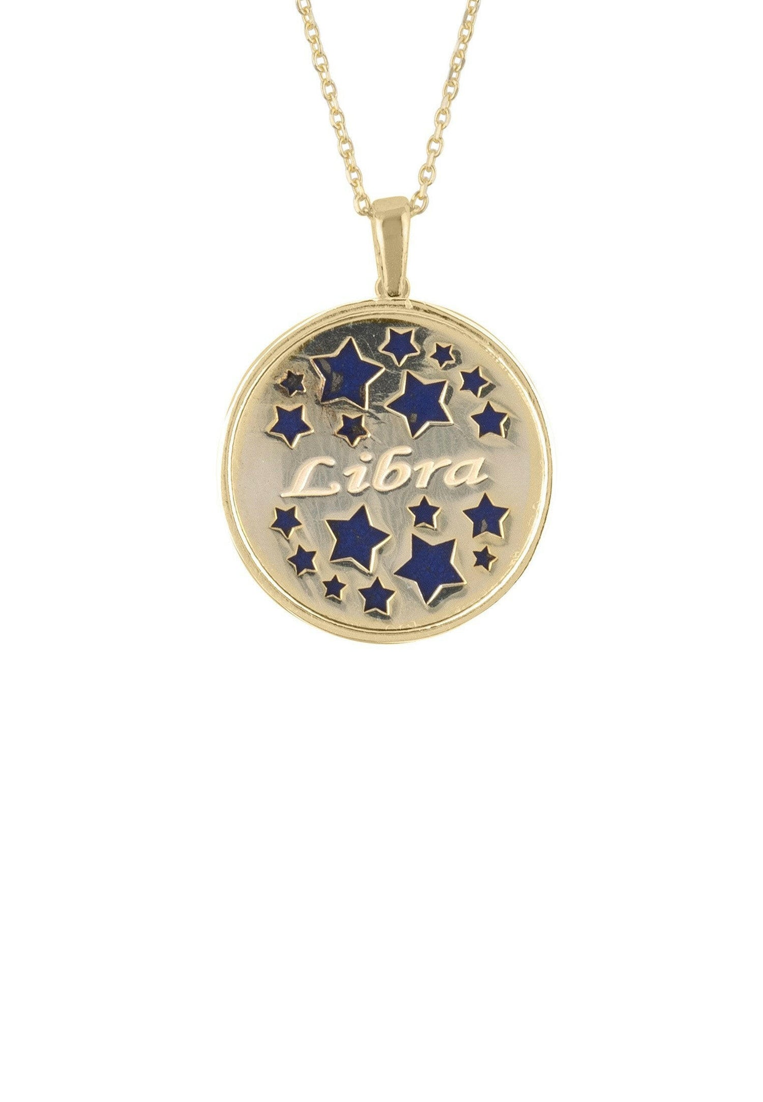 Zodiac Lapis Lazuli Gemstone Star Constellation Pendant Necklace Gold.