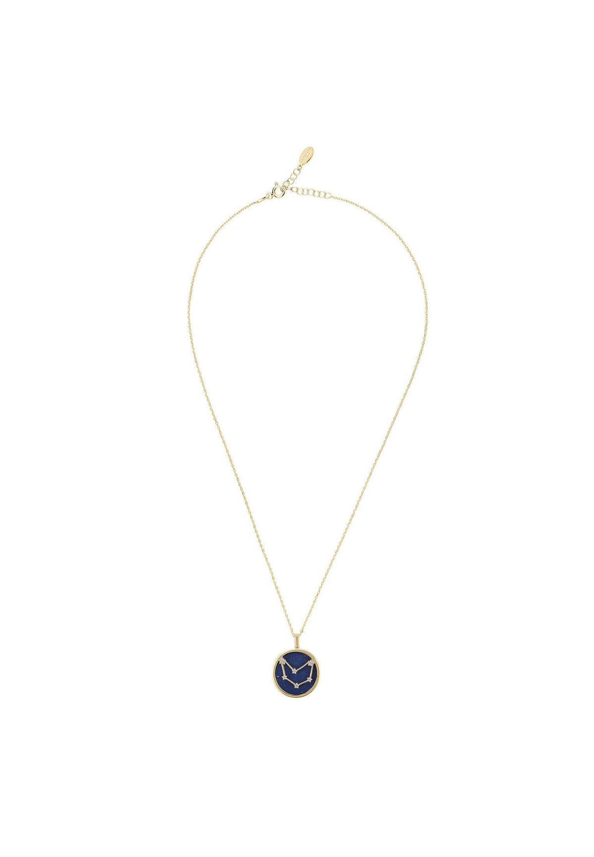 Zodiac Lapis Lazuli Gemstone Star Constellation Pendant Necklace Gold.