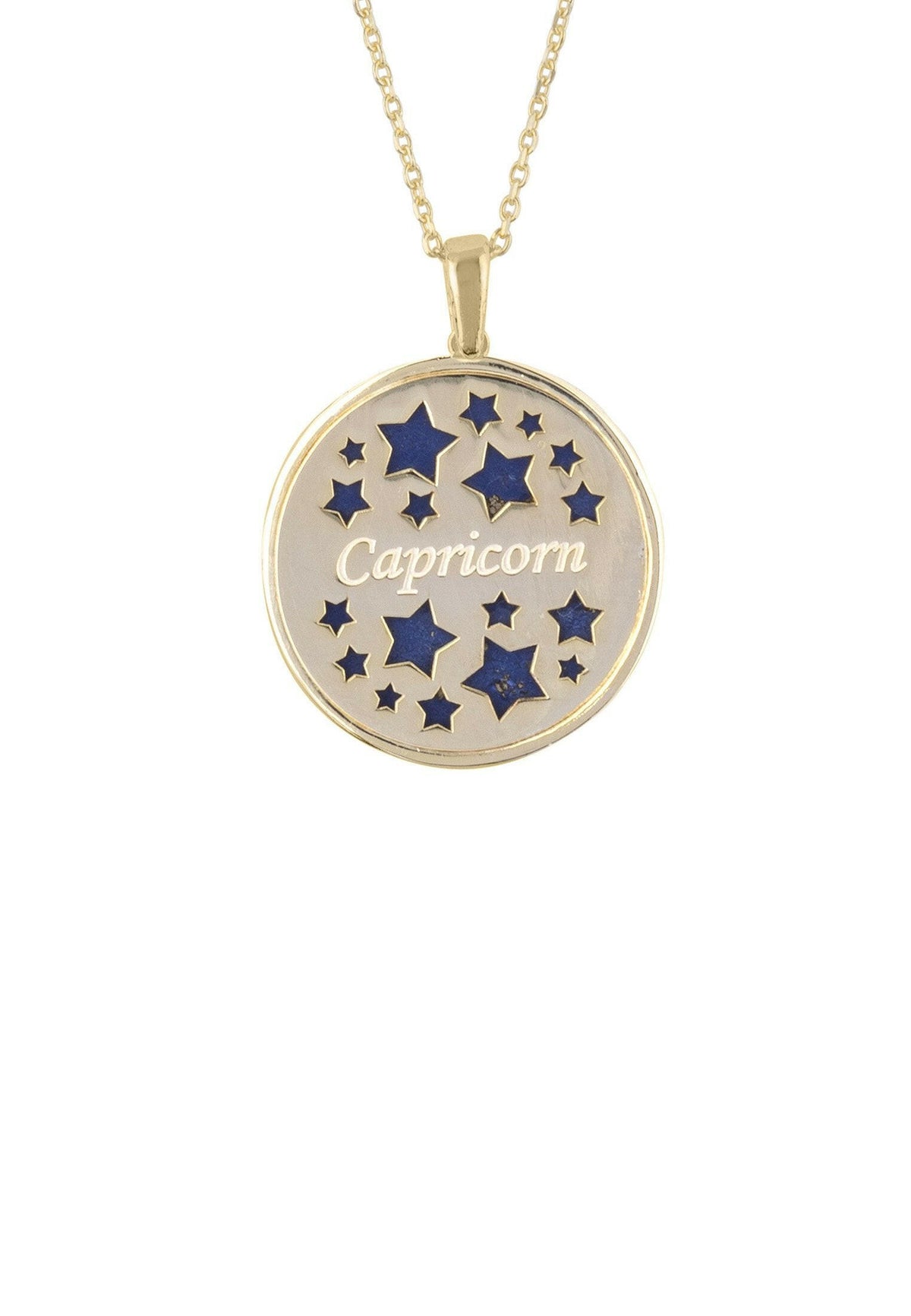 Zodiac Lapis Lazuli Gemstone Star Constellation Pendant Necklace Gold.