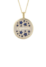 Zodiac Lapis Lazuli Gemstone Star Constellation Pendant Necklace Gold.