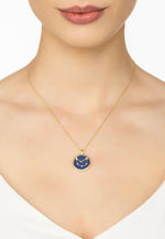 Zodiac Lapis Lazuli Gemstone Star Constellation Pendant Necklace Gold.