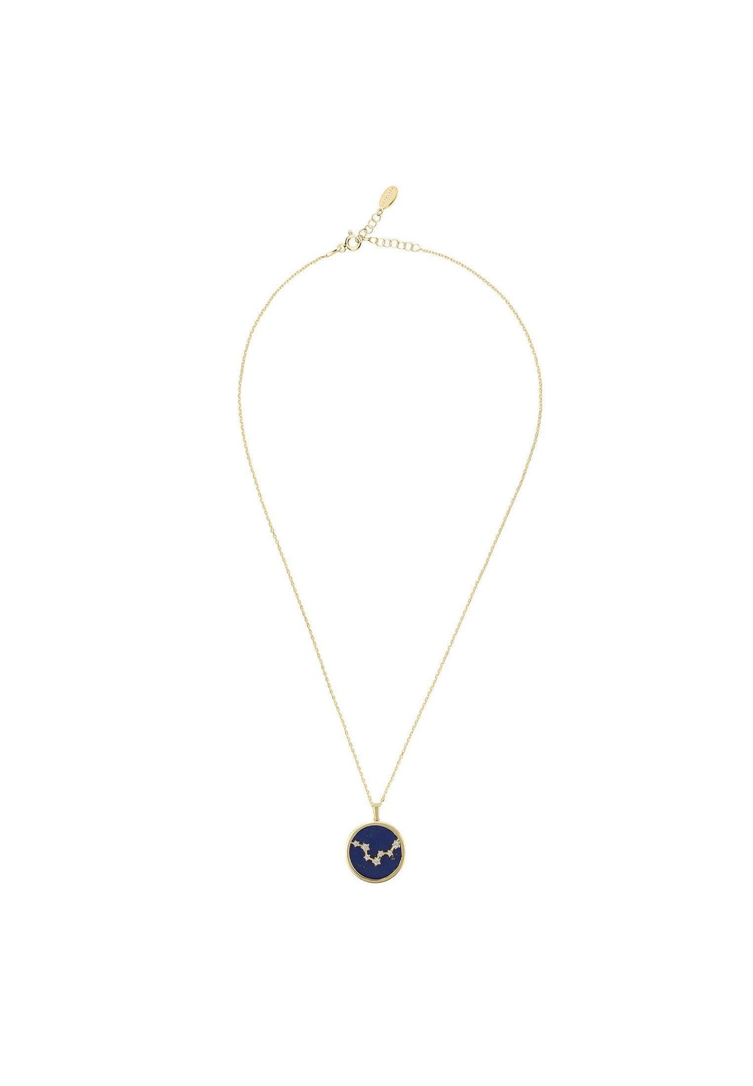 Zodiac Lapis Lazuli Gemstone Star Constellation Pendant Necklace Gold.