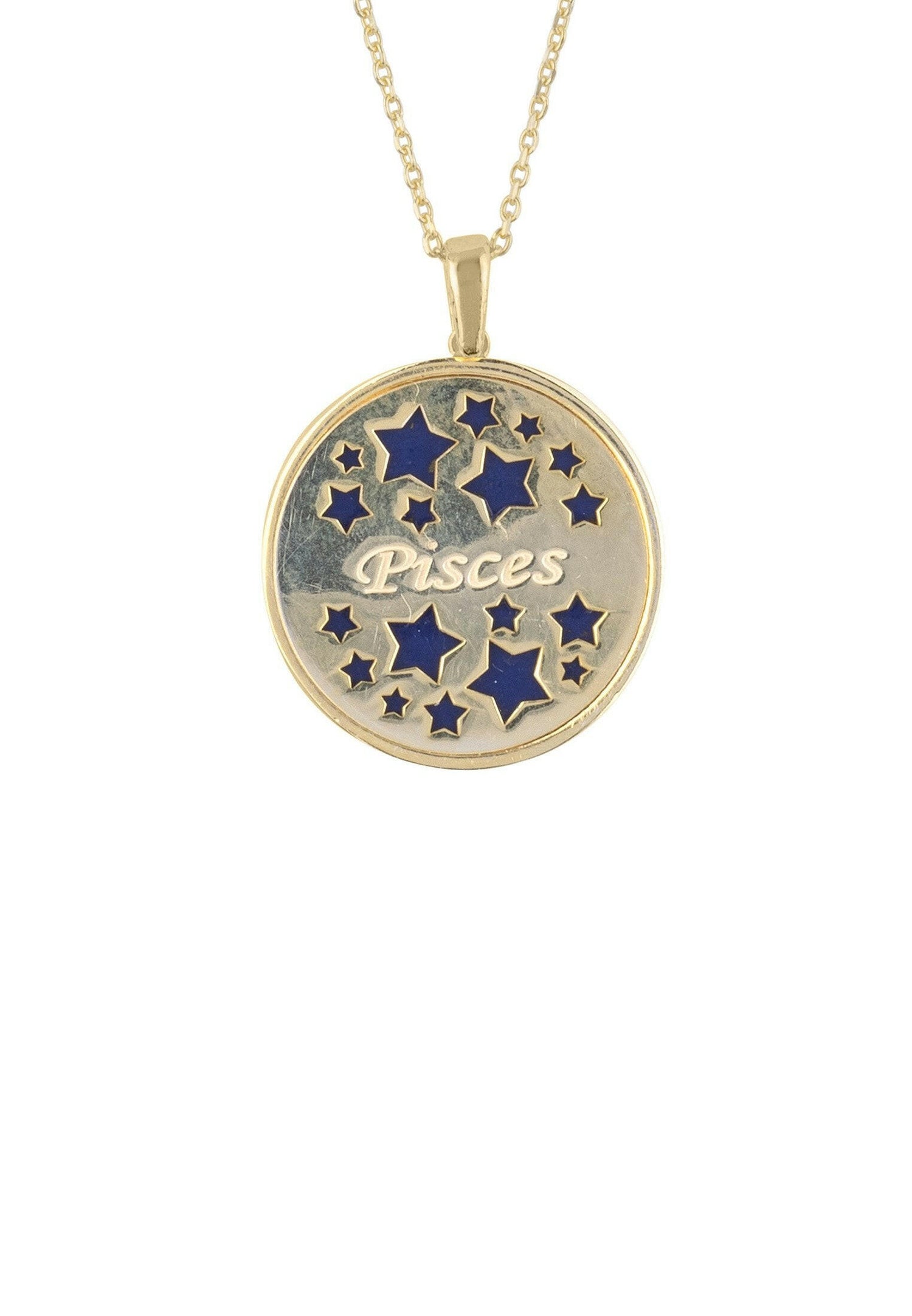 Zodiac Lapis Lazuli Gemstone Star Constellation Pendant Necklace Gold.