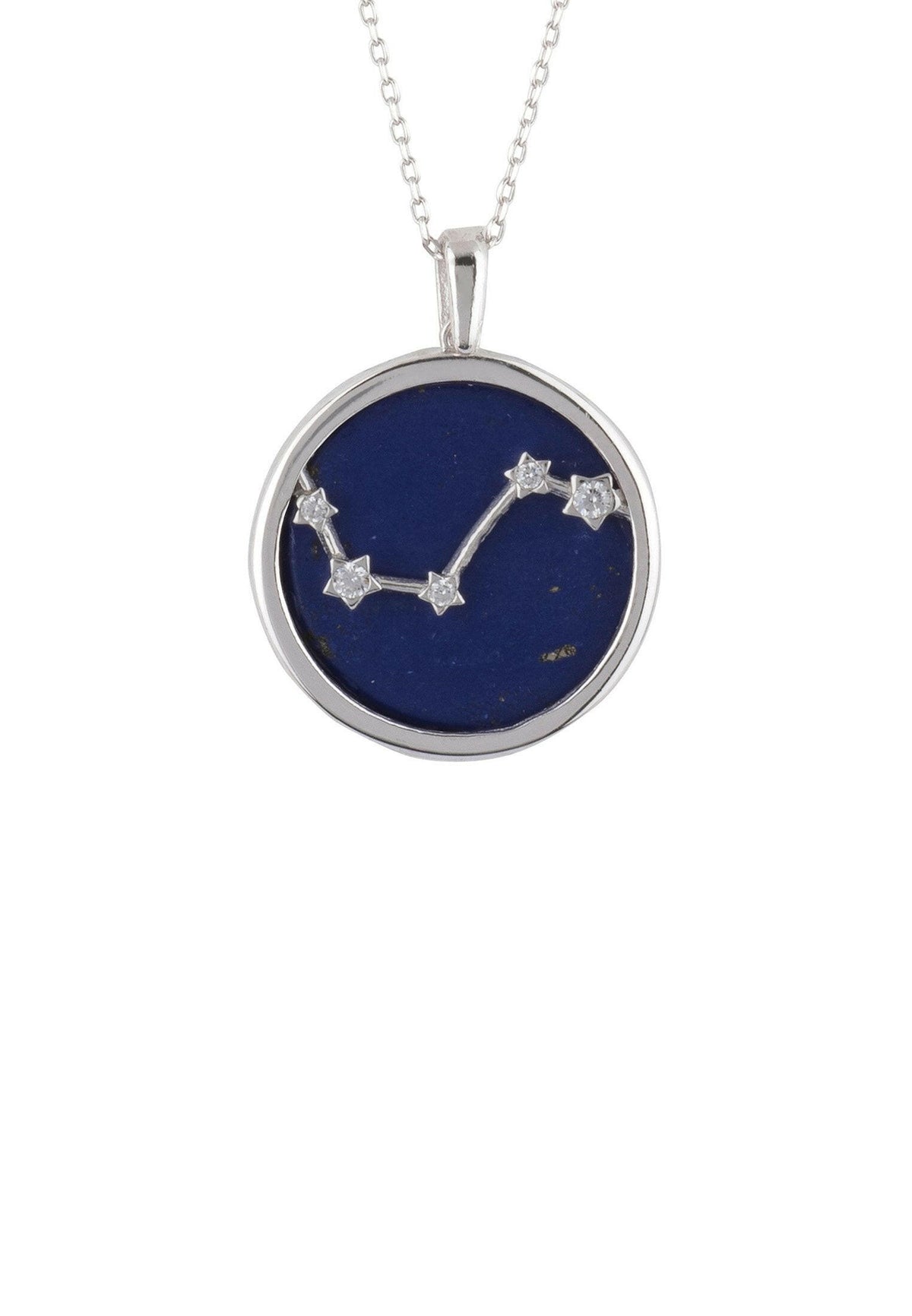 Zodiac Lapis Lazuli Gemstone Star Constellation Pendant Necklace.