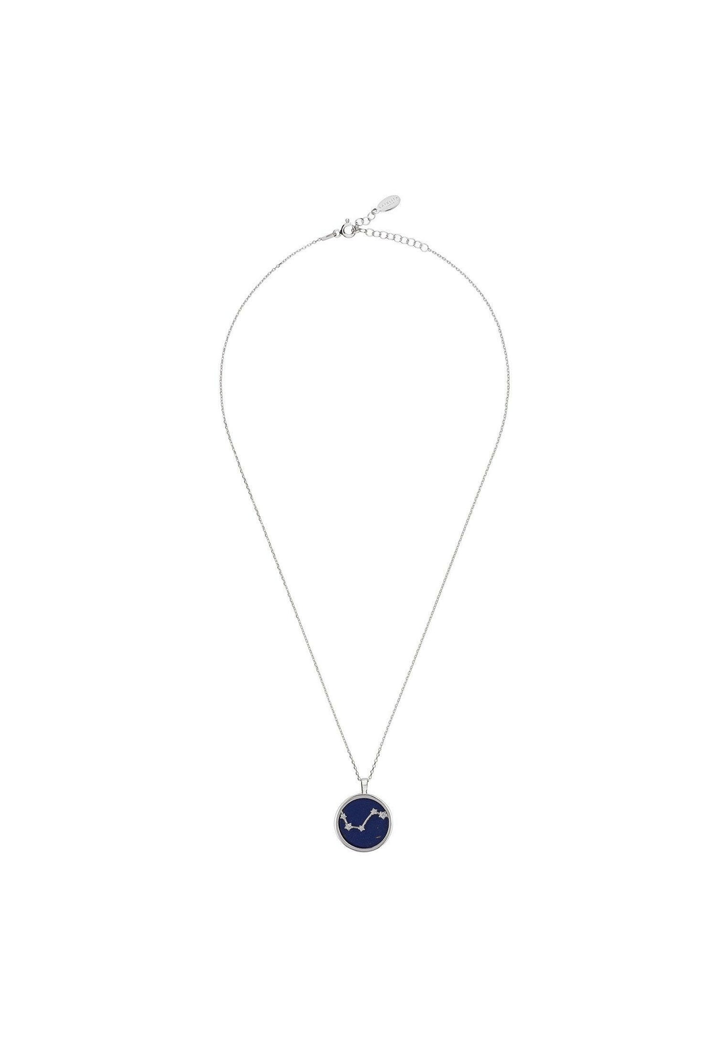 Zodiac Lapis Lazuli Gemstone Star Constellation Pendant Necklace.