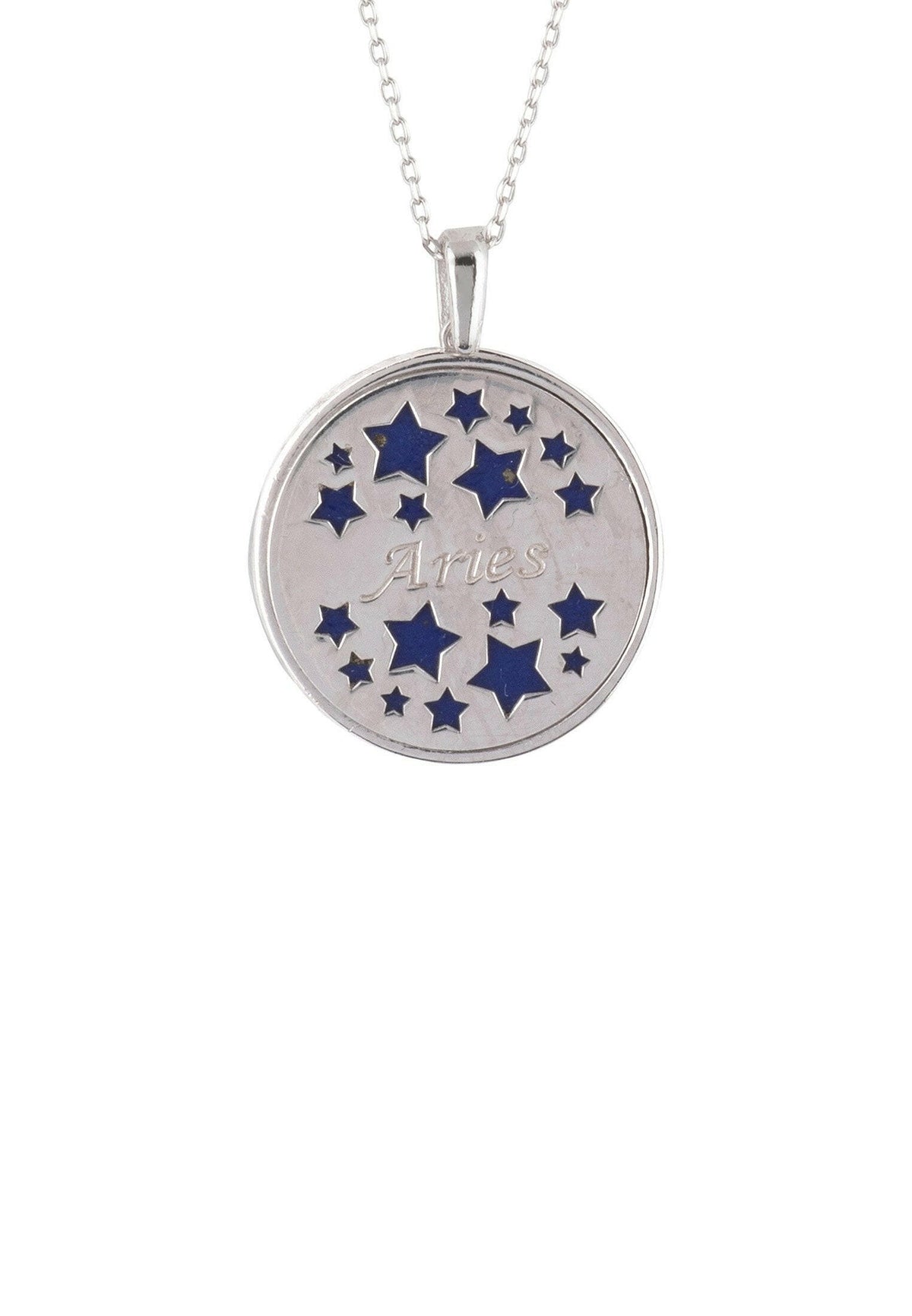 Zodiac Lapis Lazuli Gemstone Star Constellation Pendant Necklace.