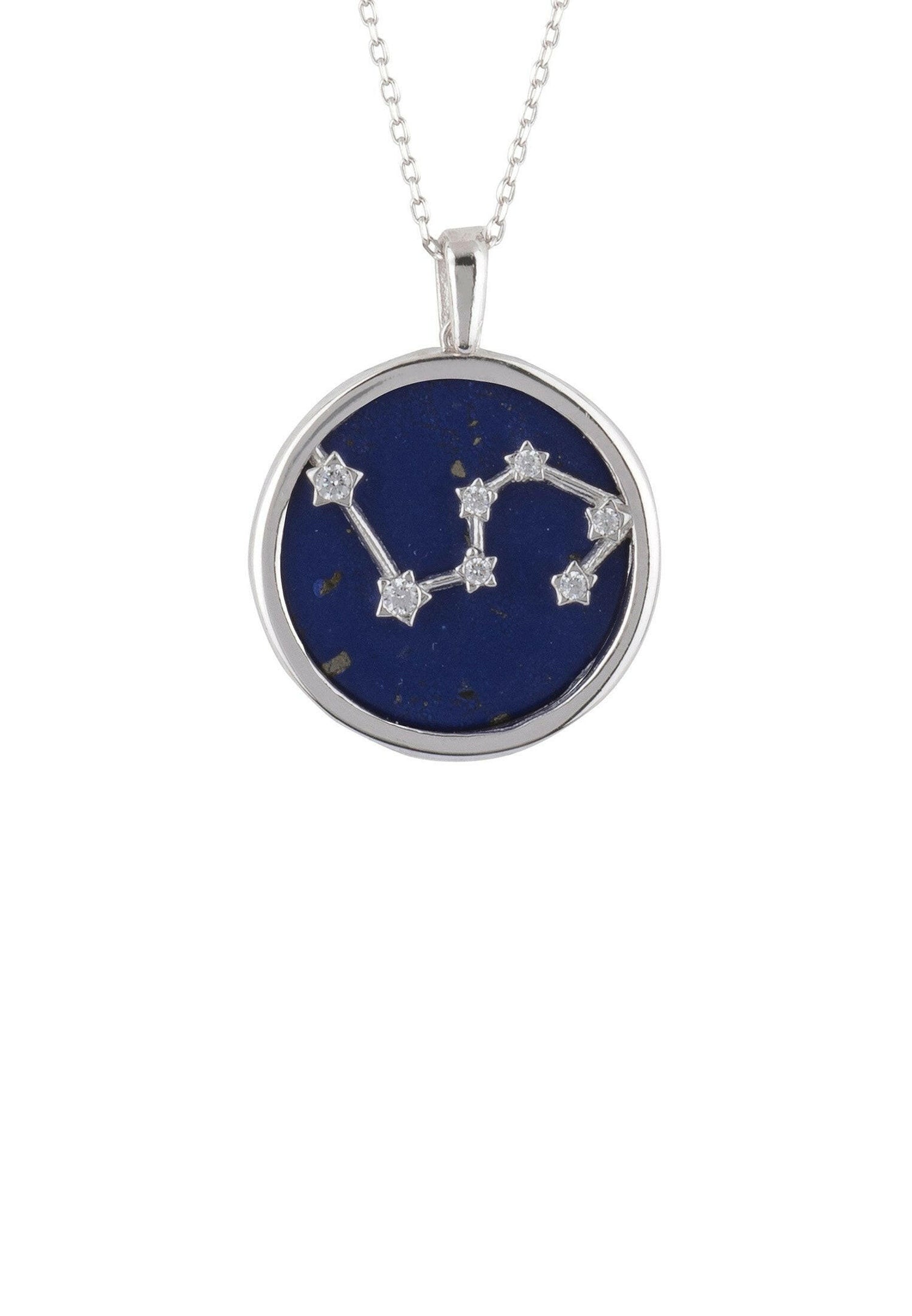 Zodiac Lapis Lazuli Gemstone Star Constellation Pendant Necklace.