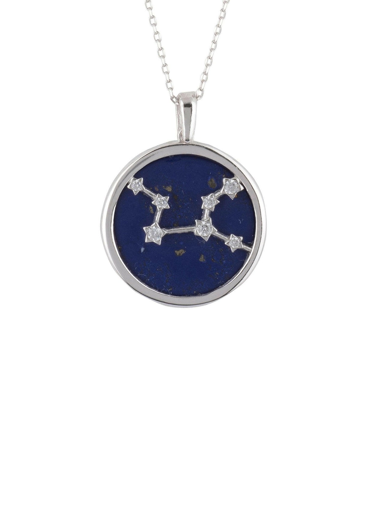 Zodiac Lapis Lazuli Gemstone Star Constellation Pendant Necklace.