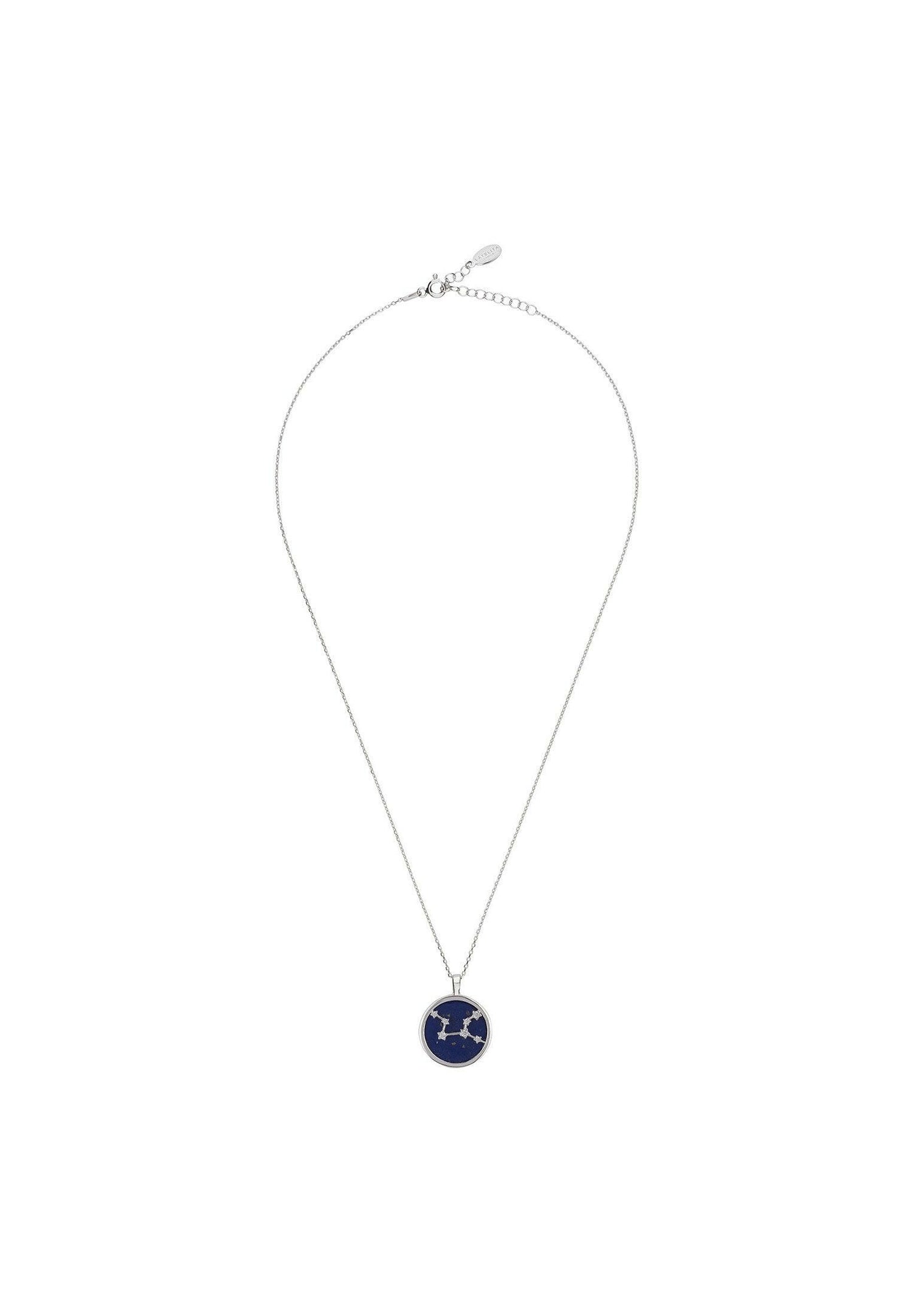 Zodiac Lapis Lazuli Gemstone Star Constellation Pendant Necklace.