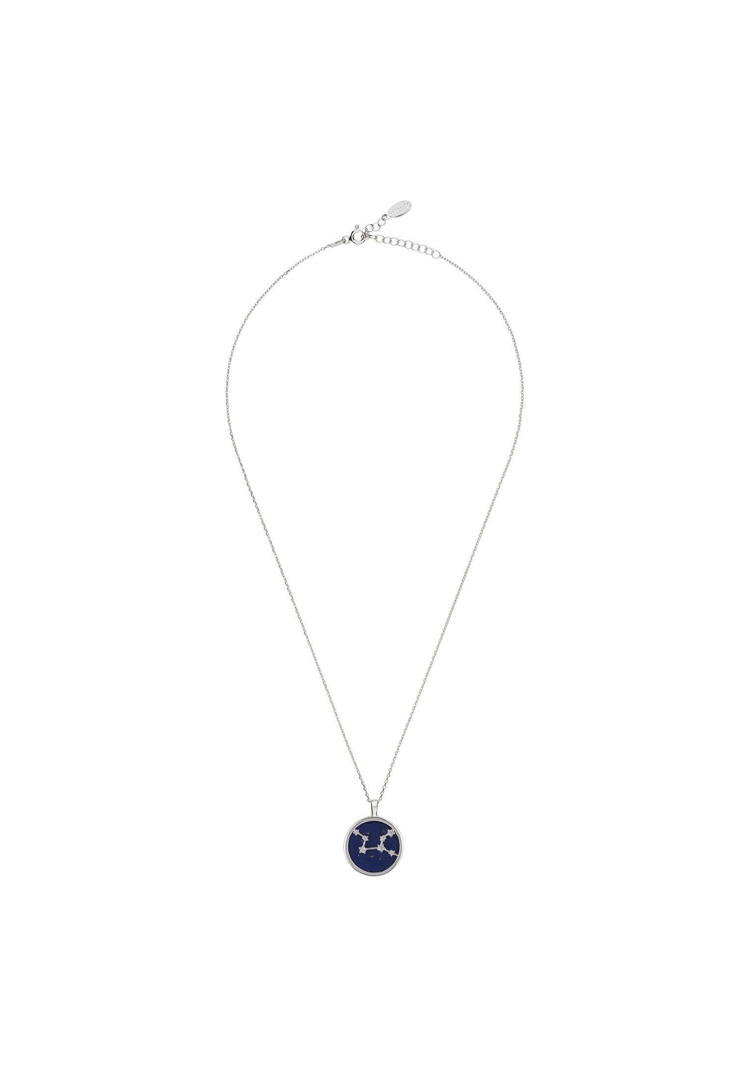 Zodiac Lapis Lazuli Gemstone Star Constellation Pendant Necklace.