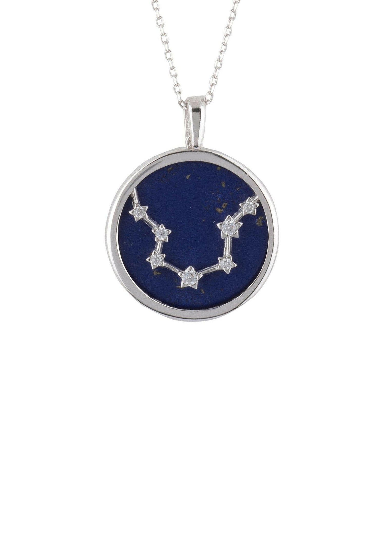 Zodiac Lapis Lazuli Gemstone Star Constellation Pendant Necklace.