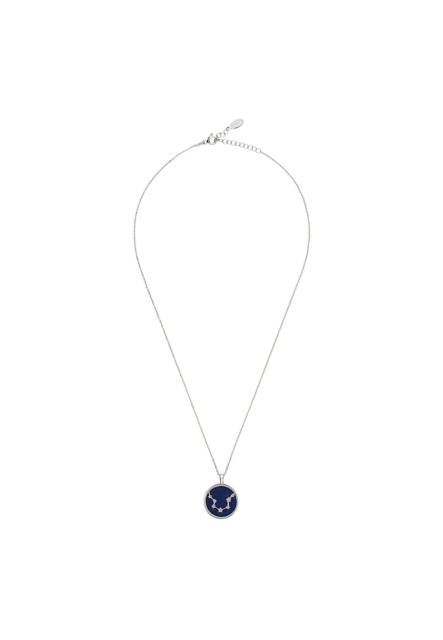 Zodiac Lapis Lazuli Gemstone Star Constellation Pendant Necklace.