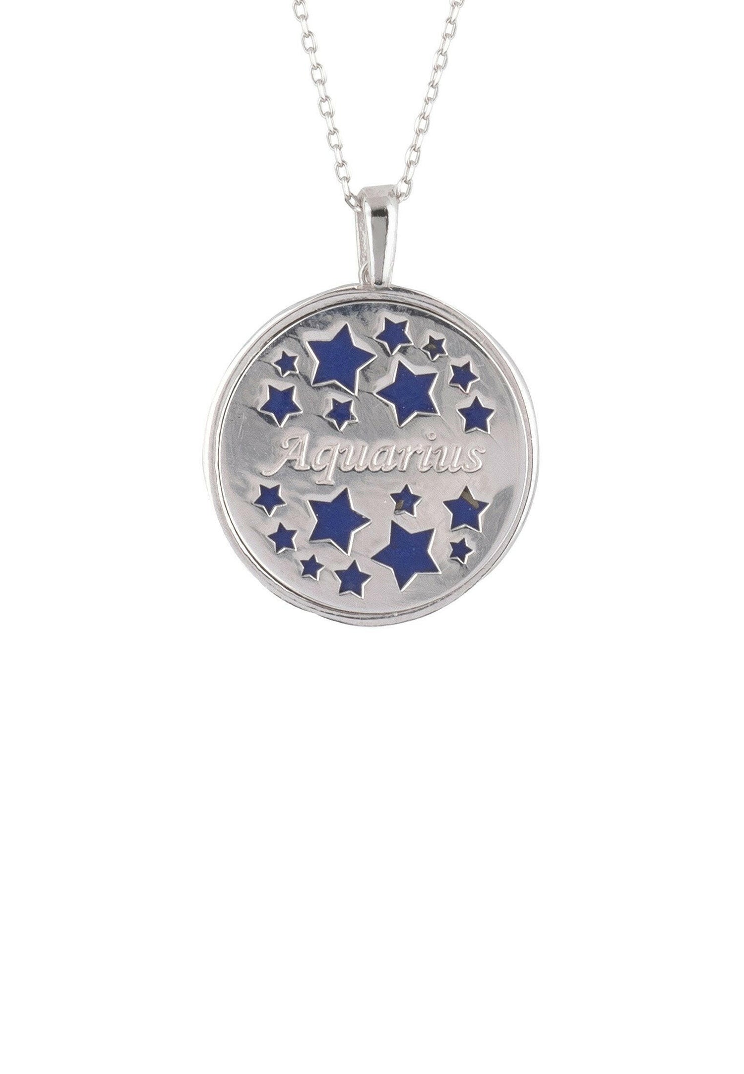 Zodiac Lapis Lazuli Gemstone Star Constellation Pendant Necklace.