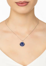 Zodiac Lapis Lazuli Gemstone Star Constellation Pendant Necklace.