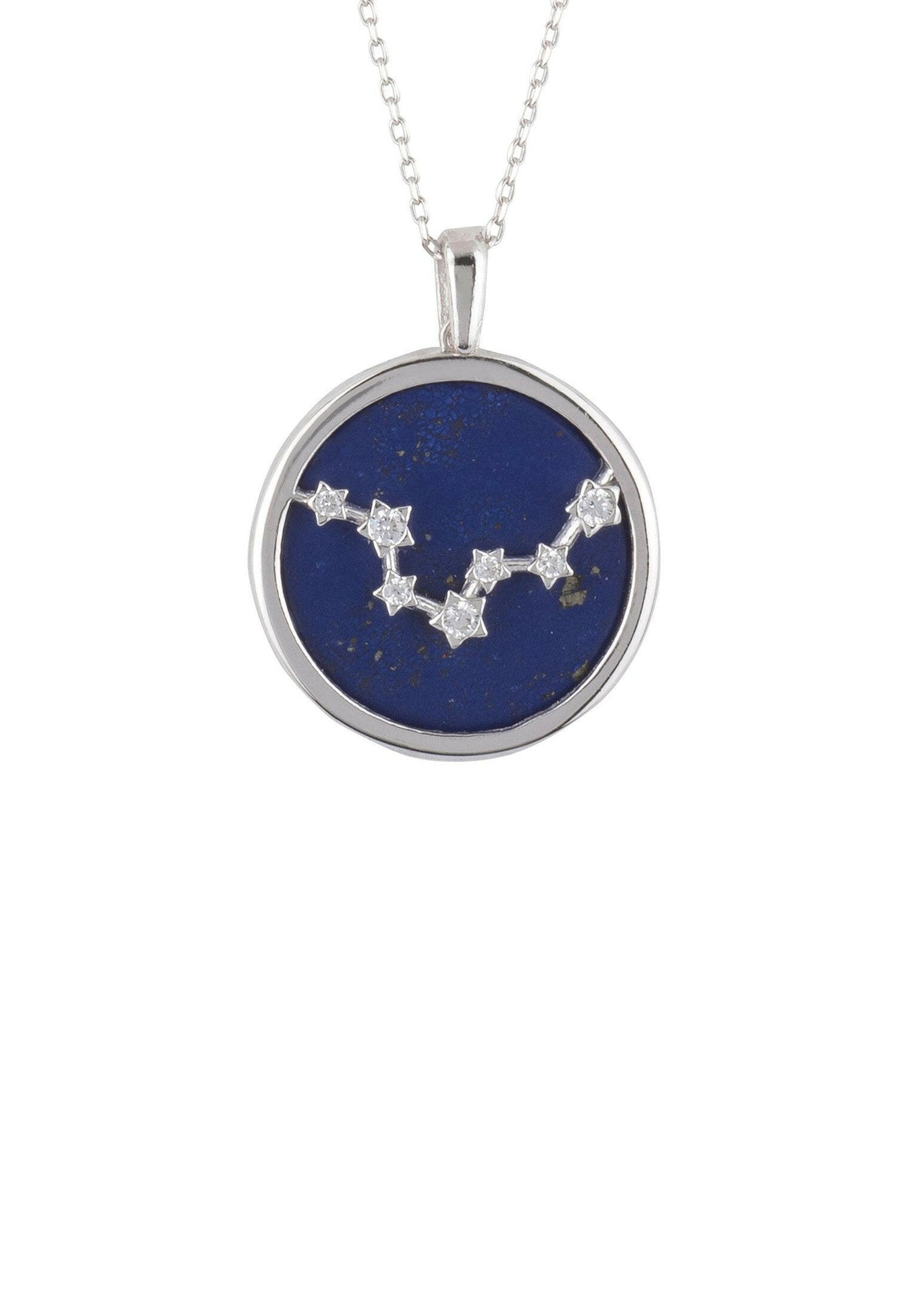 Zodiac Lapis Lazuli Gemstone Star Constellation Pendant Necklace.