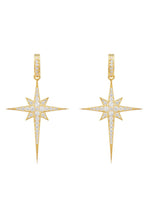 North Star Burst Large Drop Earrings Gold.