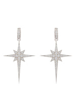 North Star Burst Large Drop Earrings Silver.