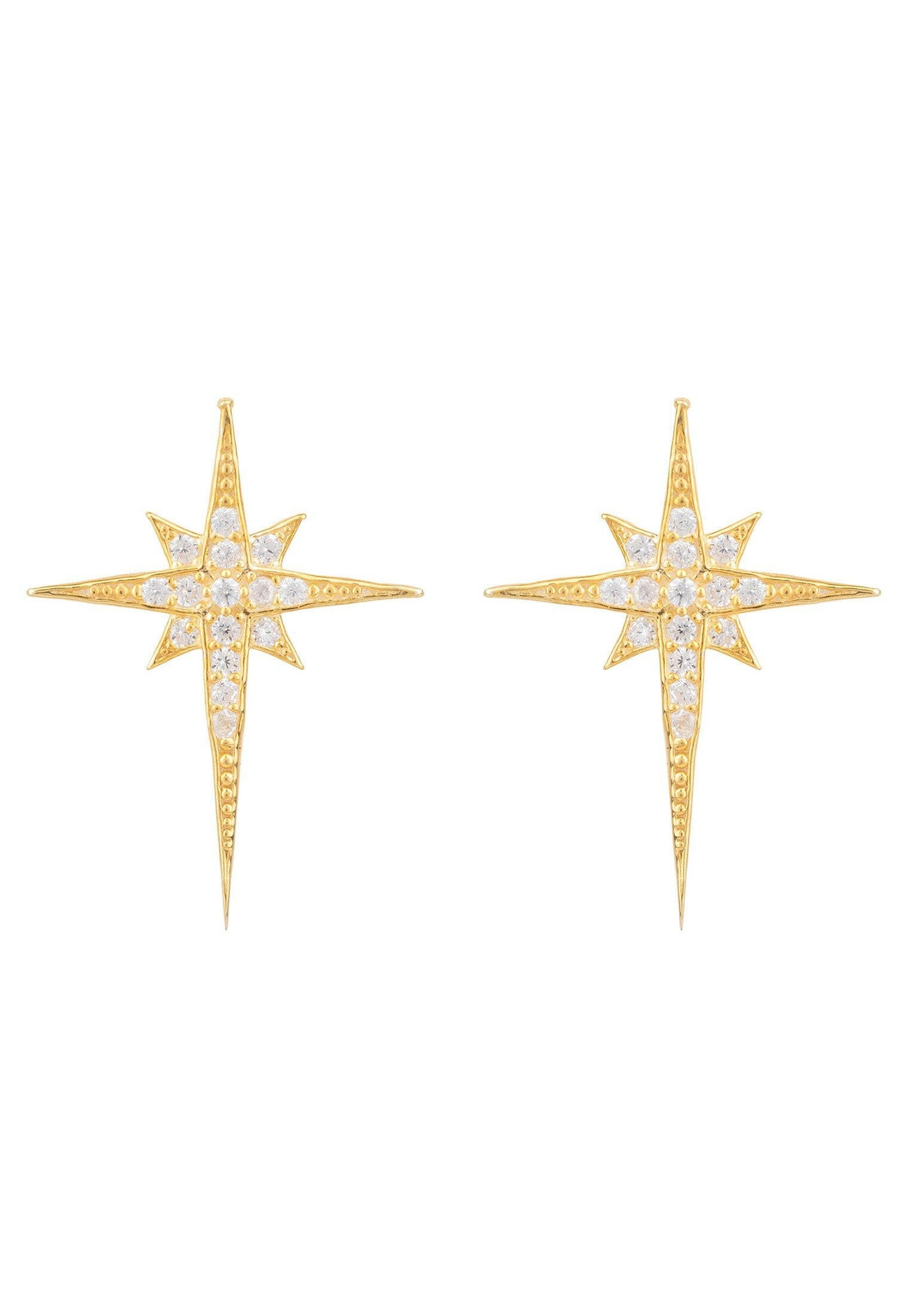 North Star Small Stud Earrings Gold.