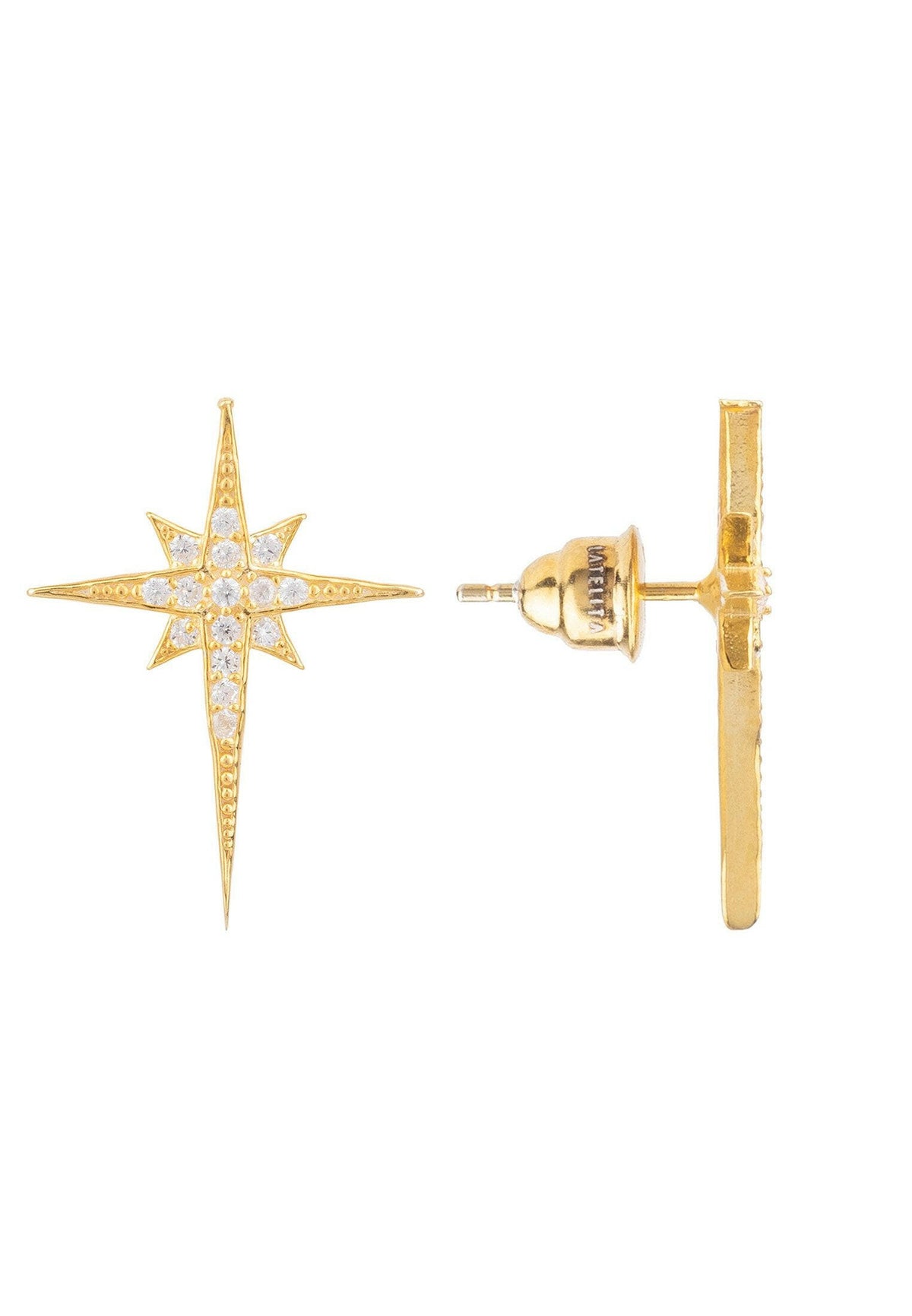 North Star Small Stud Earrings Gold.