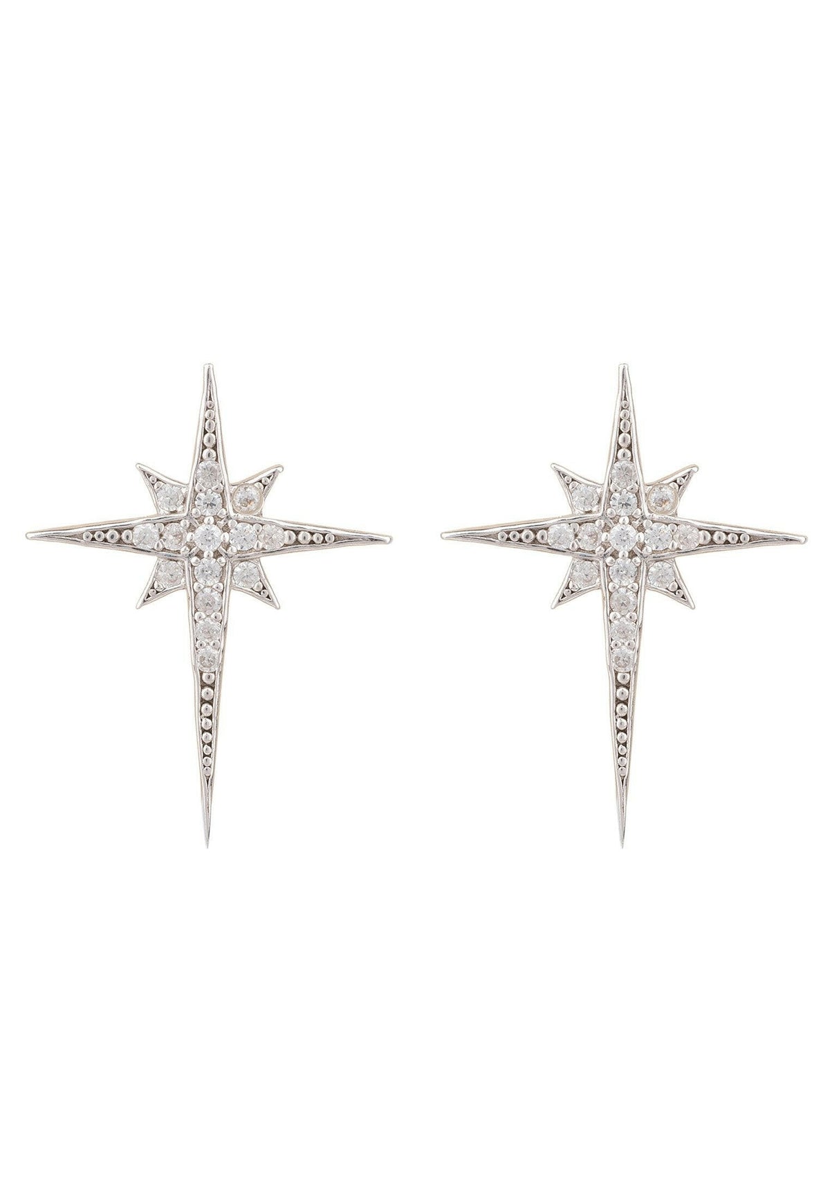 North Star Small Stud Earrings Silver.