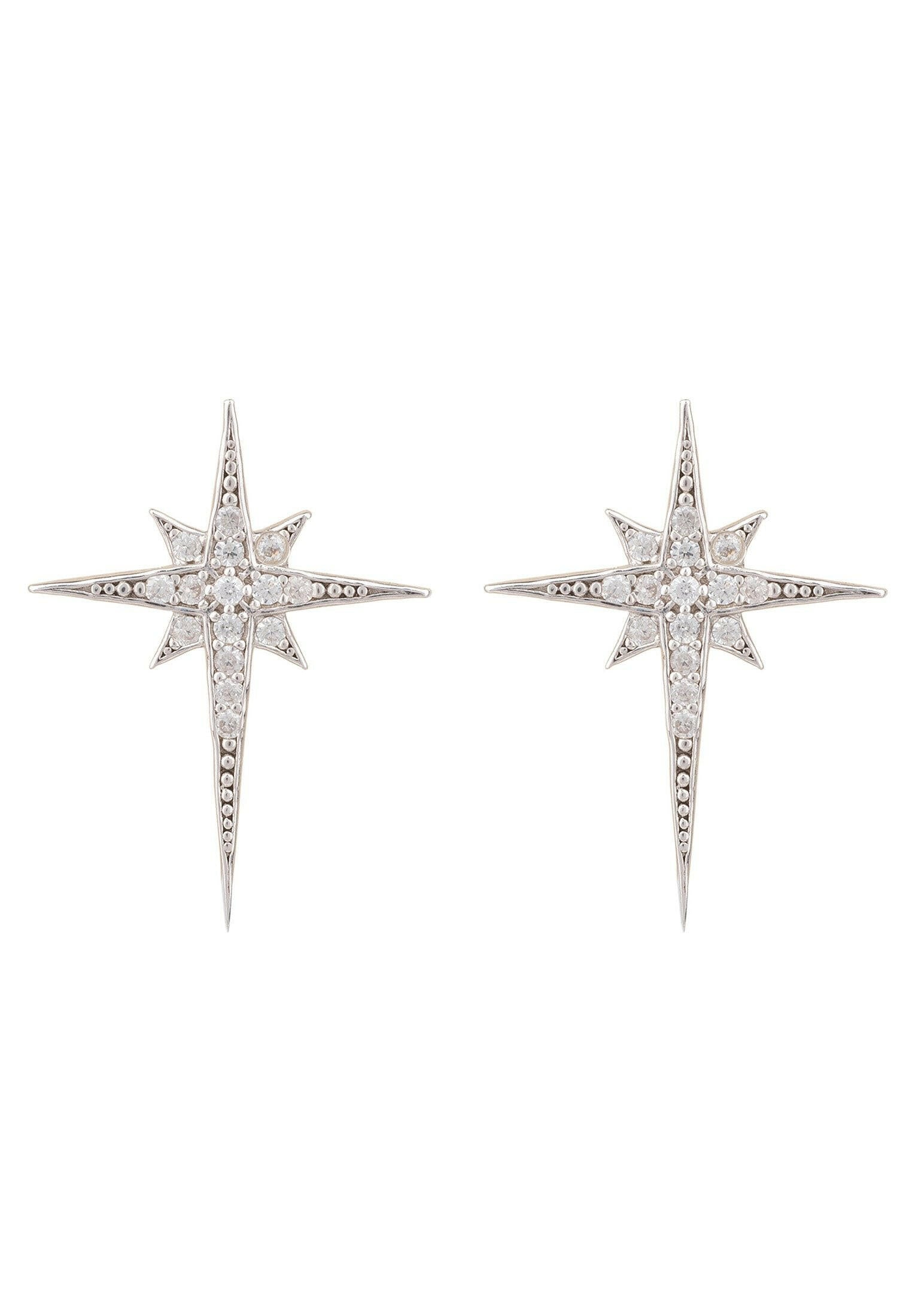 North Star Small Stud Earrings Silver.