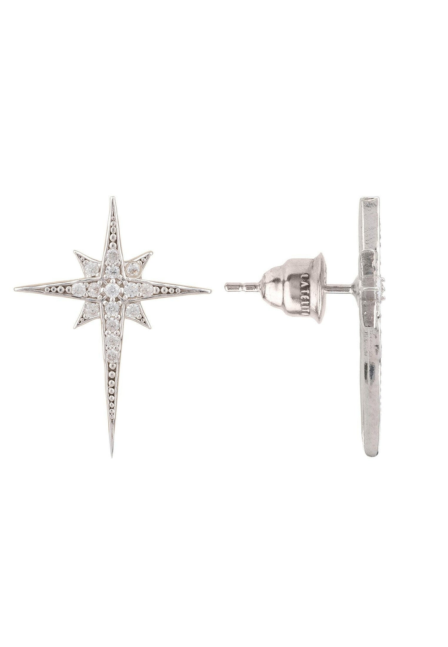 North Star Small Stud Earrings Silver.