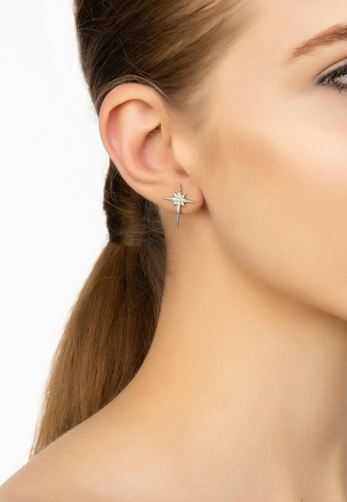 North Star Small Stud Earrings Silver.