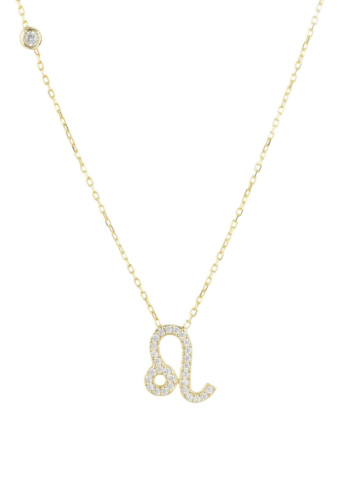 Zodiac Star Sign Pendant Necklace Gold Leo.