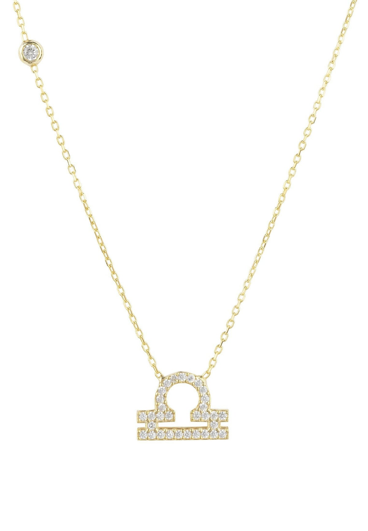 Zodiac Star Sign Pendant Necklace Gold Libra.