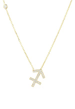 Zodiac Star Sign Pendant Necklace Gold Sagittarius.