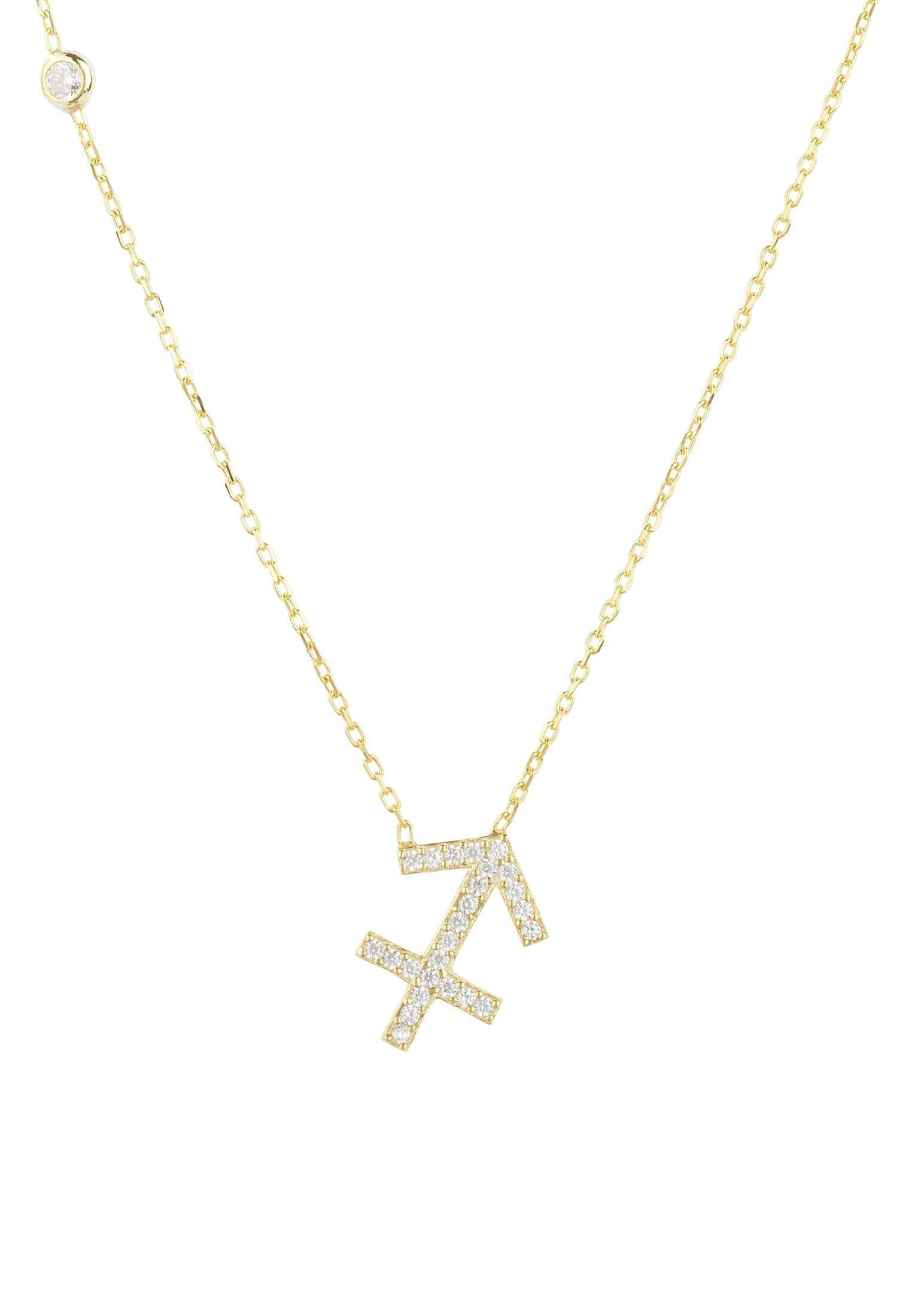 Zodiac Star Sign Pendant Necklace Gold Sagittarius.