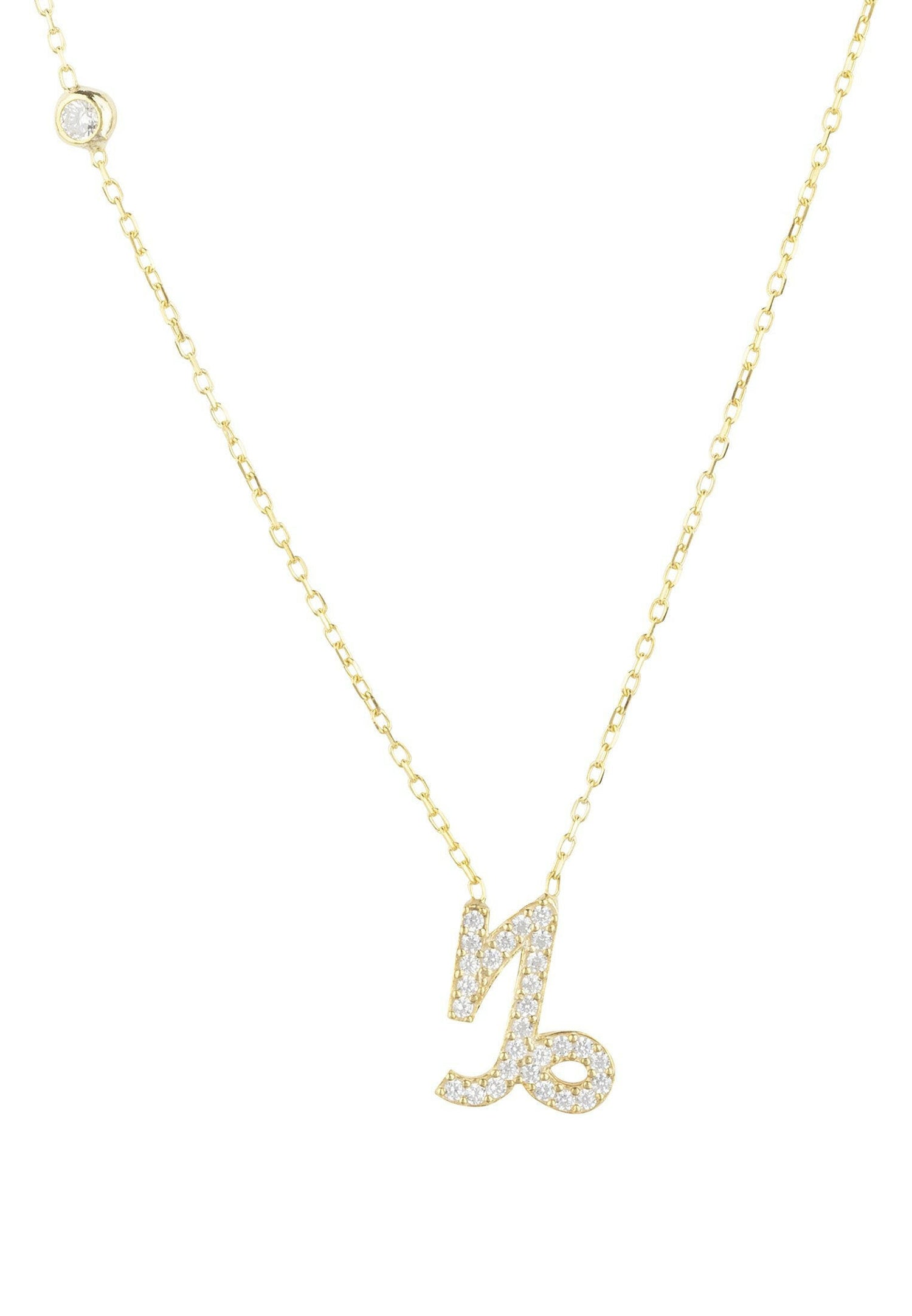 Zodiac Star Sign Pendant Necklace Gold Capricorn.