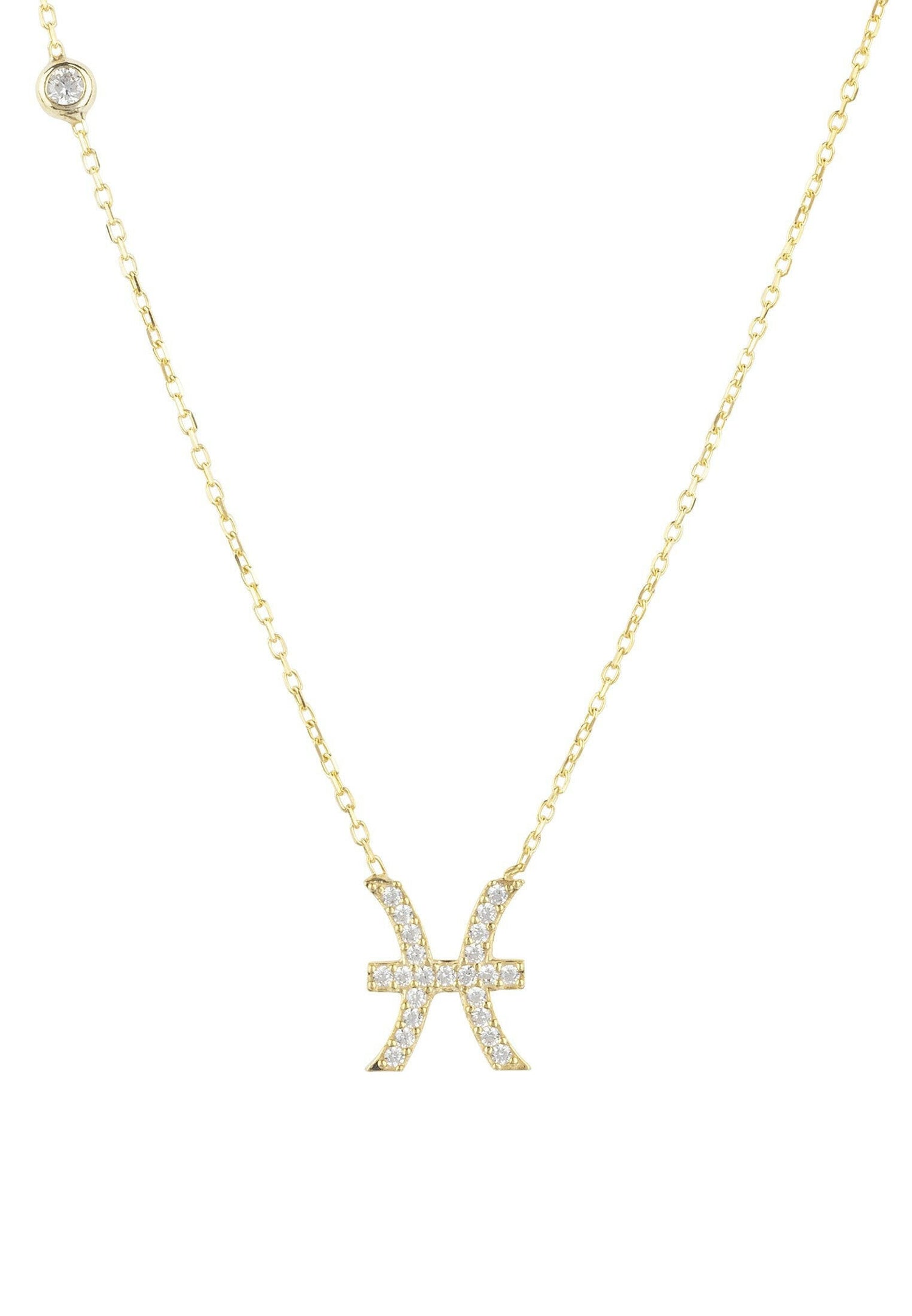 Zodiac Star Sign Pendant Necklace Gold Pisces.