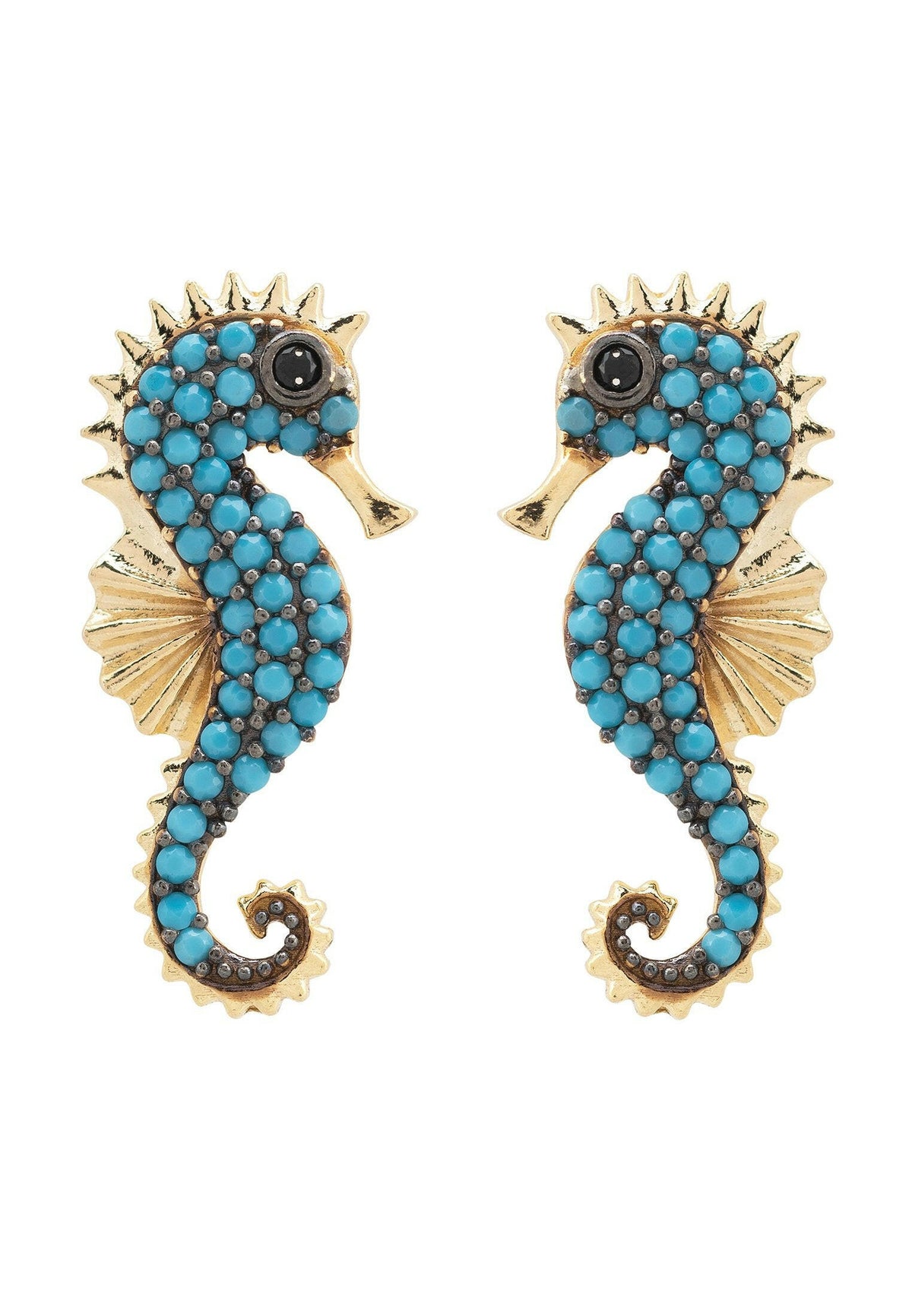 Seahorse Turquoise Earrings Gold.