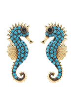 Seahorse Turquoise Earrings Gold.