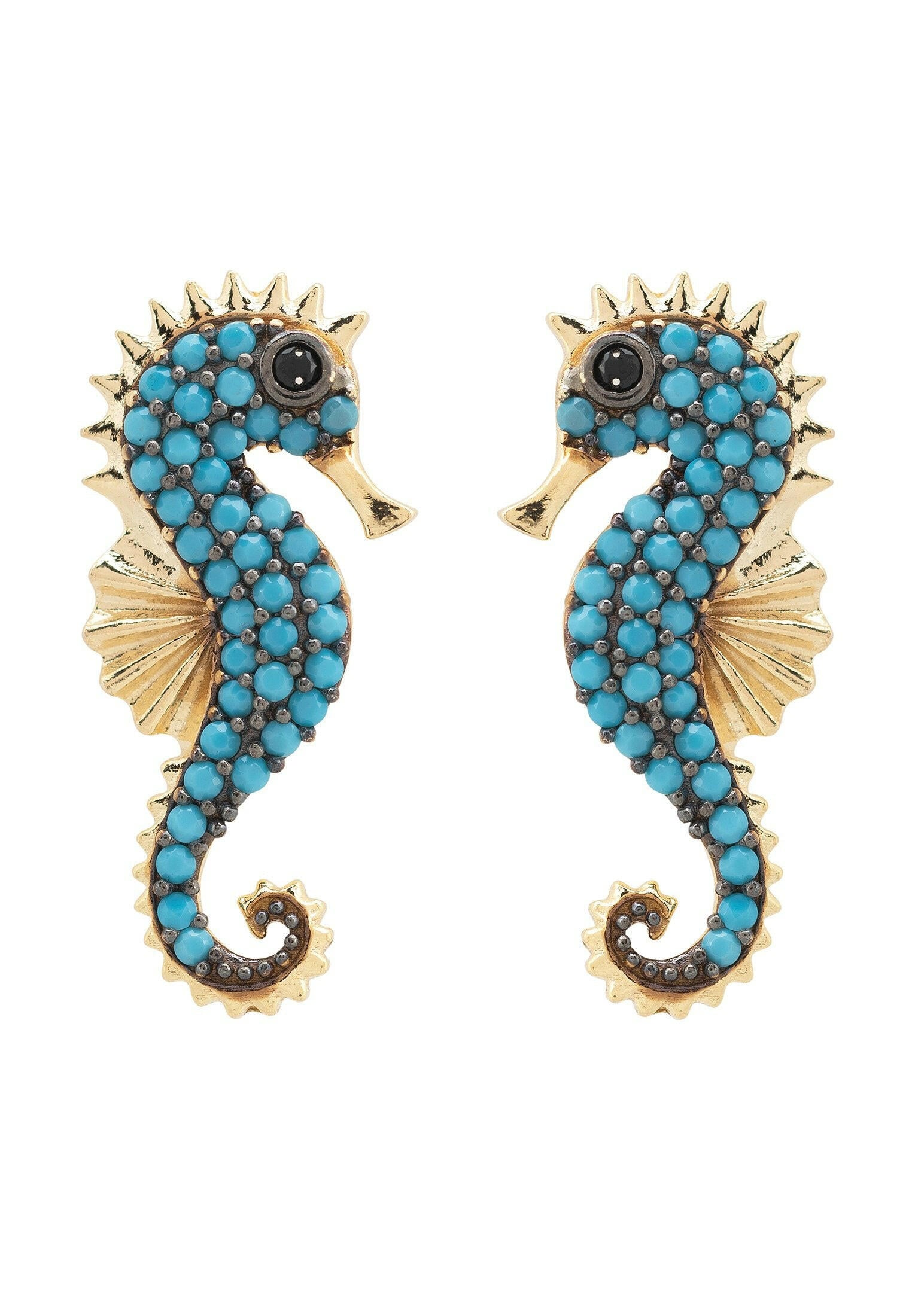 Seahorse Turquoise Earrings Gold.