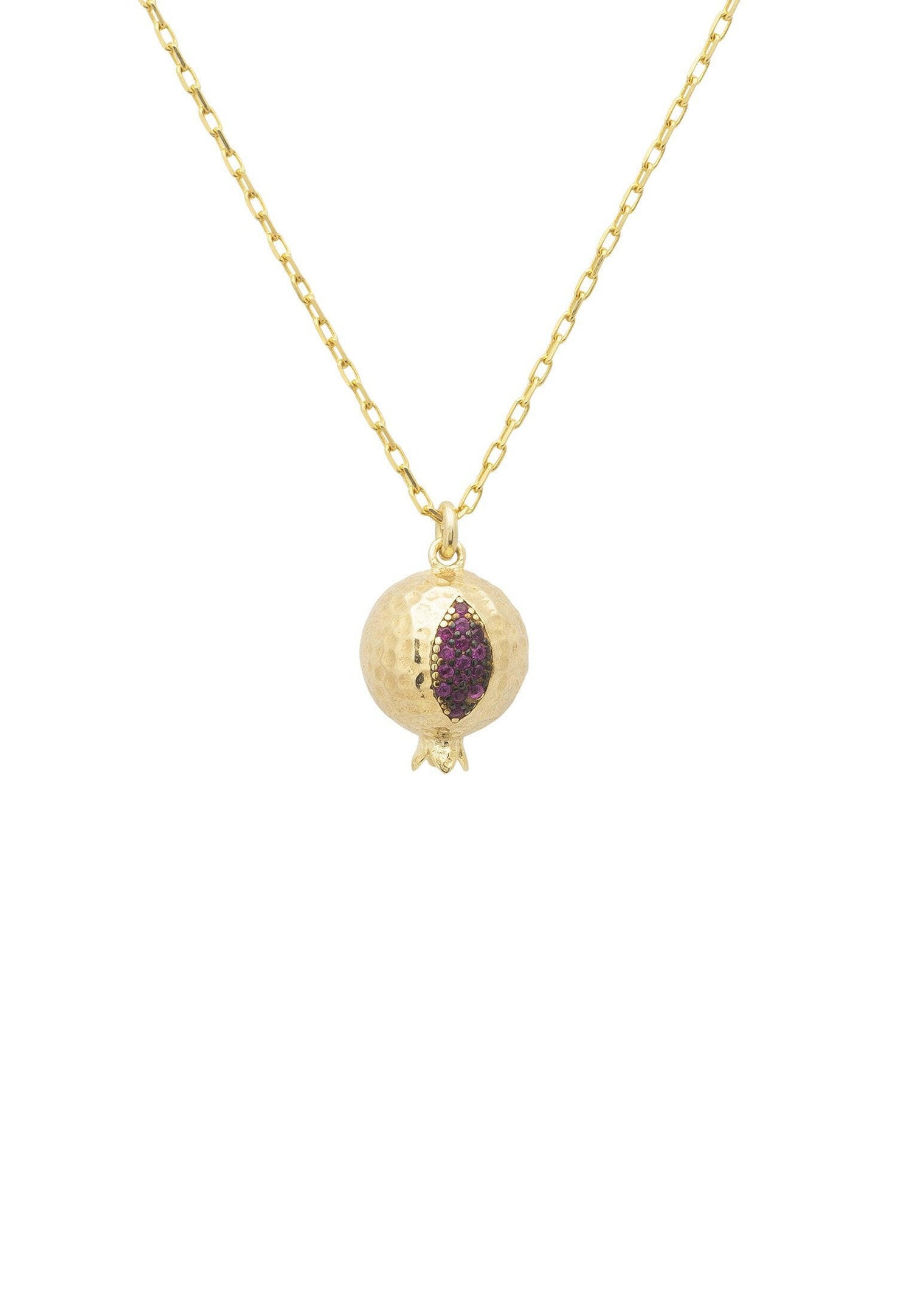 Pomegranate Charm Necklace Gold.