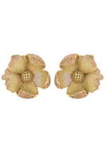 Poppy Flower Lemon Earrings Gold.