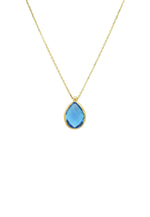 Petite Drop Necklace Gold Blue Topaz Hydro.