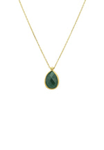 Petite Drop Necklace Gold Green Onyx.