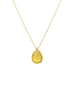 Petite Drop Necklace Gold Citrine Hydro.