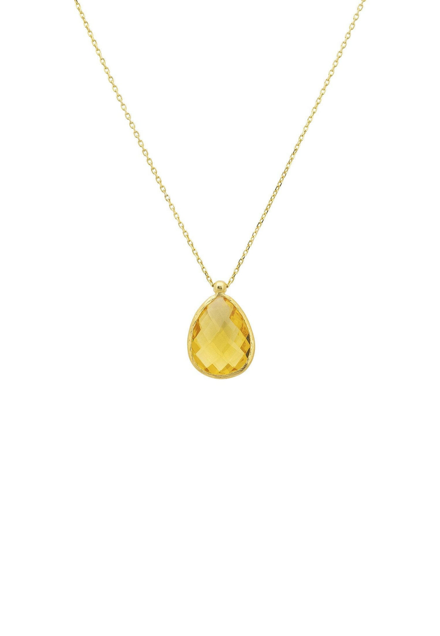 Petite Drop Necklace Gold Citrine Hydro.