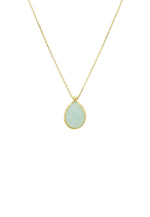 Petite Drop Necklace Gold Aqua Chalcedony.