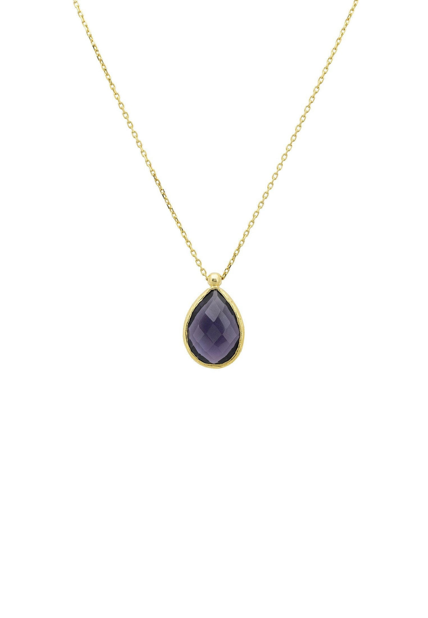 Petite Drop Necklace Gold Amethyst Hydro.